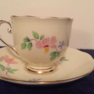 Roslyn Bone China Tea Cup and Saucer-Flowers